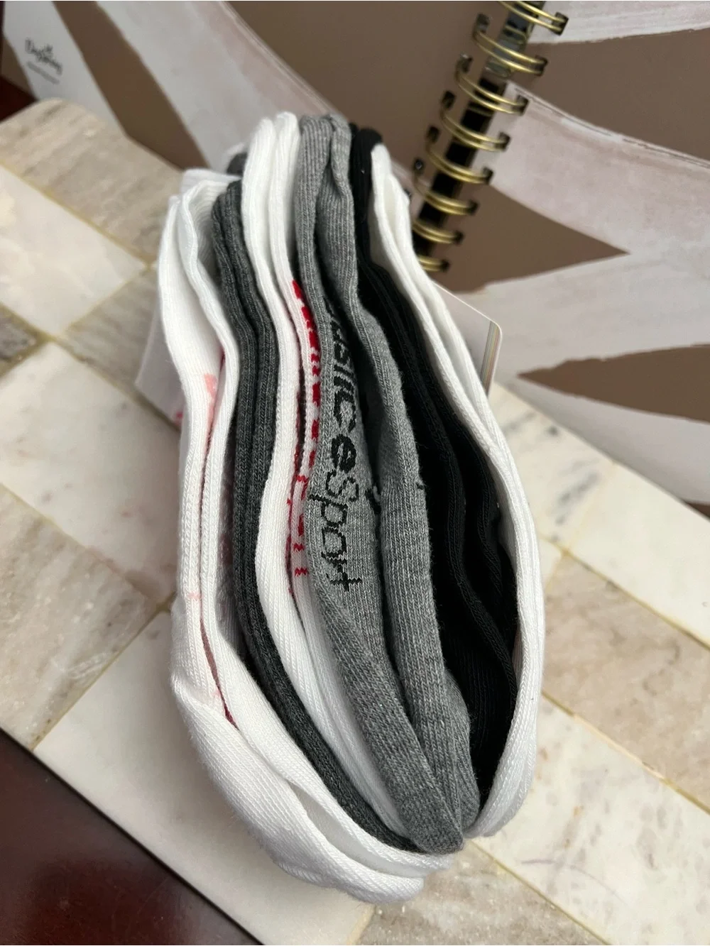 Justice No-Show Sock Pack in White, Gray, Black with Pink Accent